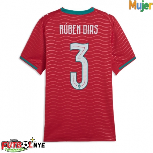 Camiseta Portugal Ruben Dias #3 Primera Equipación para mujer Mundial 2026 manga corta
